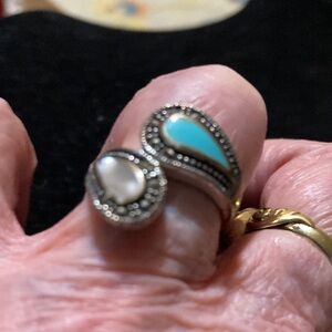 Elegant Two-Stone  925 silver Women's Ring